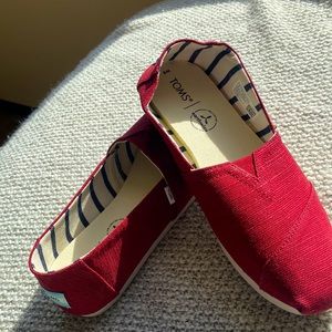 Toms red slip ons